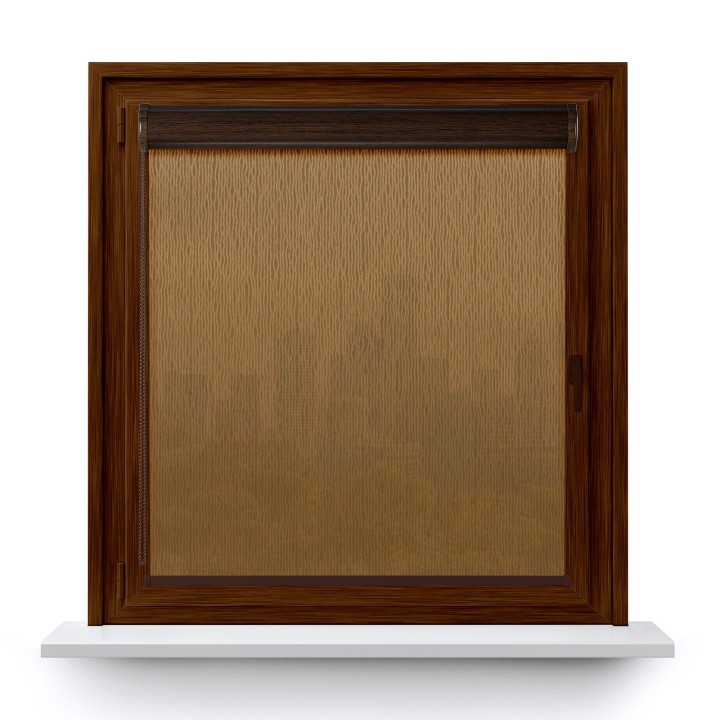 Roleta w kasecie PCV Gładka Przyciemniająca Bambus bez prowadnic Brązowa 323