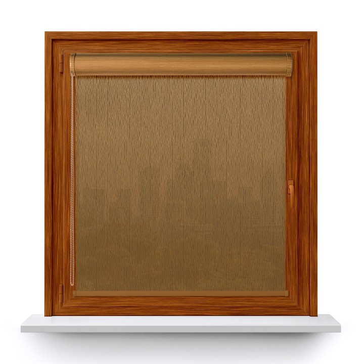 Roleta w kasecie PCV Gładka Przyciemniająca Bambus bez prowadnic Brązowa 323