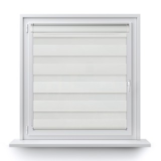 Roleta w kasecie PCV Dzień Noc Przyciemniająca Romance bez prowadnic Biała 1013