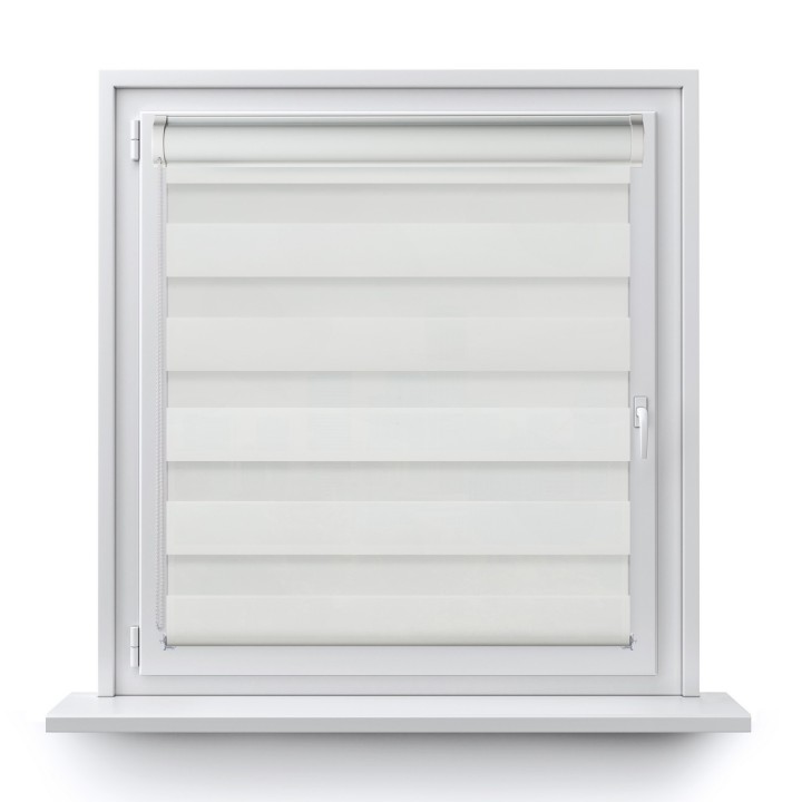 Roleta w kasecie PCV Dzień Noc Przyciemniająca Romance bez prowadnic Biała 1013