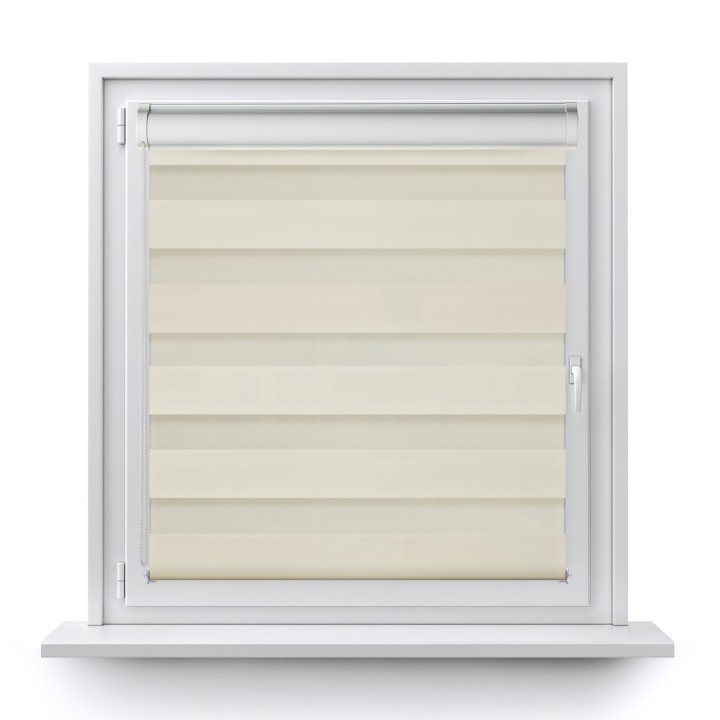 Roleta w kasecie PCV Dzień Noc Przyciemniająca Romance bez prowadnic Kremowa 1023