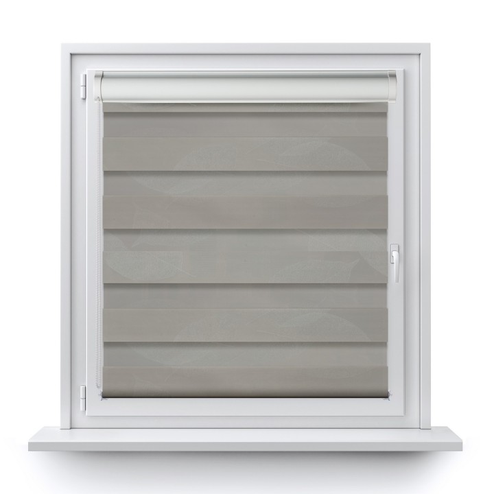 Roleta w kasecie PCV Dzień Noc Przyciemniająca Romance bez prowadnic Szara 1045