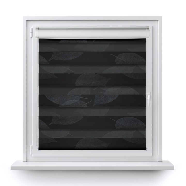 Roleta w kasecie PCV Dzień Noc Przyciemniająca Romance bez prowadnic Czarna 1097