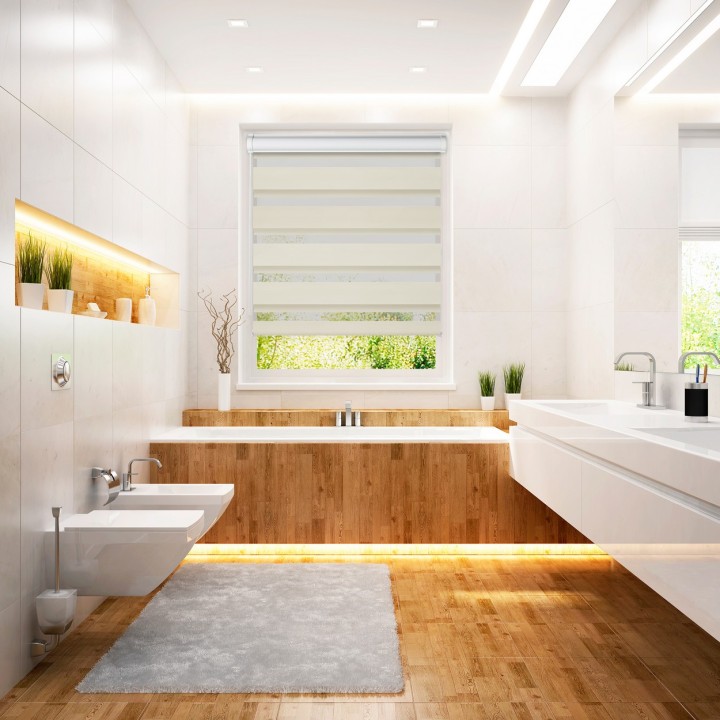 Roleta w kasecie PCV Dzień Noc Przyciemniająca Romance bez prowadnic Kremowa 1023