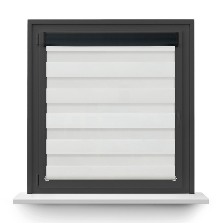 Roleta w kasecie PCV Dzień Noc Przyciemniająca Romance bez prowadnic Biała 1013