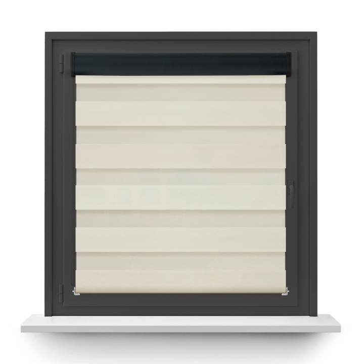 Roleta w kasecie PCV Dzień Noc Przyciemniająca Romance bez prowadnic Kremowa 1023