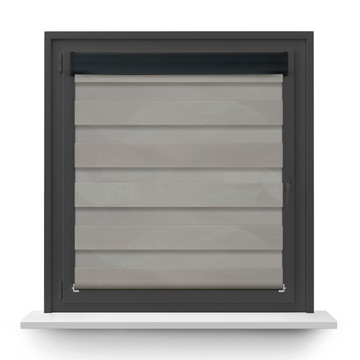 Roleta w kasecie PCV Dzień Noc Przyciemniająca Romance bez prowadnic Szara 1045