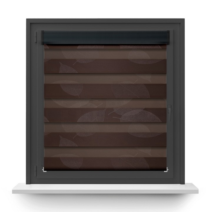 Roleta w kasecie PCV Dzień Noc Przyciemniająca Romance bez prowadnic Brązowa 1087