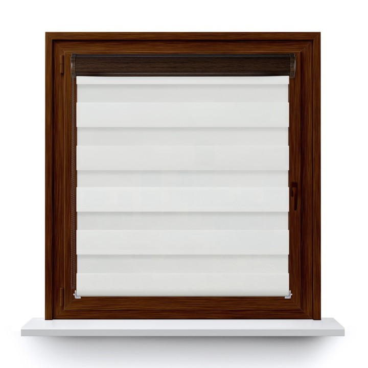 Roleta w kasecie PCV Dzień Noc Przyciemniająca Romance bez prowadnic Biała 1013