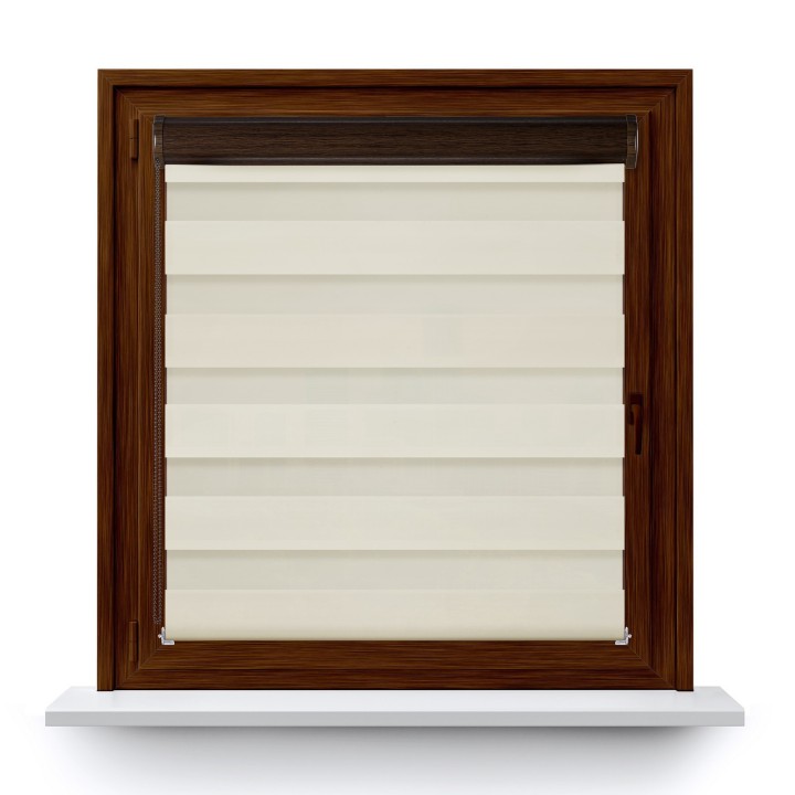 Roleta w kasecie PCV Dzień Noc Przyciemniająca Romance bez prowadnic Kremowa 1023