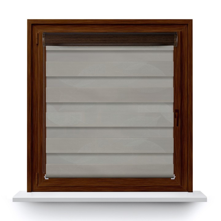 Roleta w kasecie PCV Dzień Noc Przyciemniająca Romance bez prowadnic Szara 1045