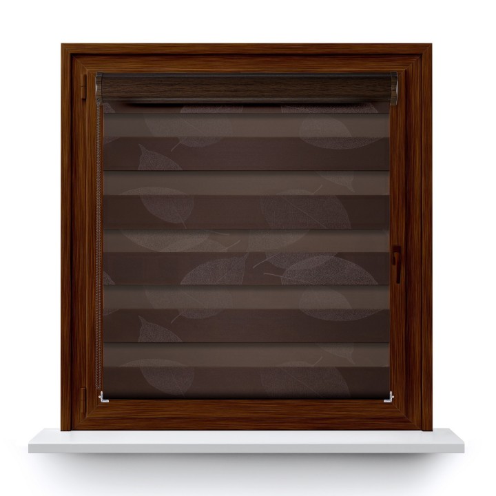 Roleta w kasecie PCV Dzień Noc Przyciemniająca Romance bez prowadnic Brązowa 1087