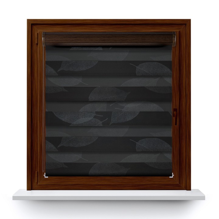 Roleta w kasecie PCV Dzień Noc Przyciemniająca Romance bez prowadnic Czarna 1097