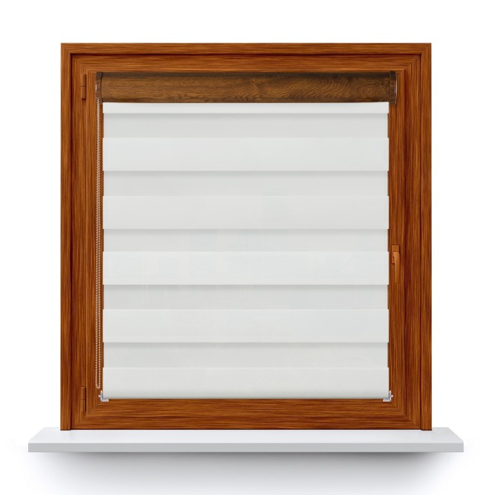 Roleta w kasecie PCV Dzień Noc Przyciemniająca Romance bez prowadnic Biała 1013