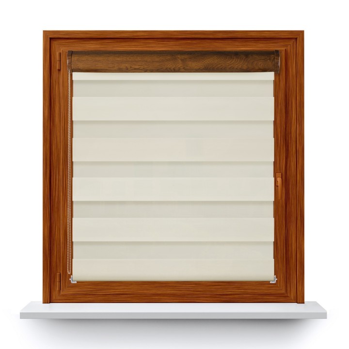 Roleta w kasecie PCV Dzień Noc Przyciemniająca Romance bez prowadnic Kremowa 1023