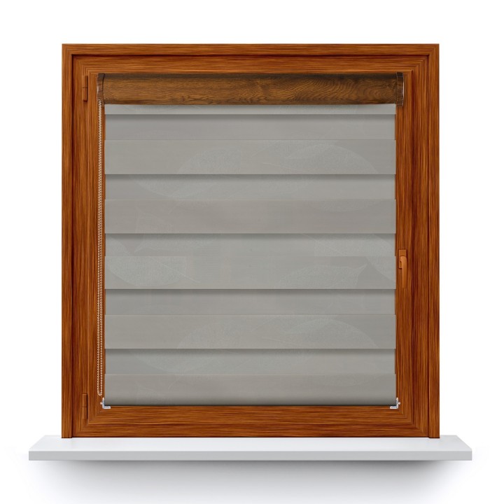 Roleta w kasecie PCV Dzień Noc Przyciemniająca Romance bez prowadnic Szara 1045