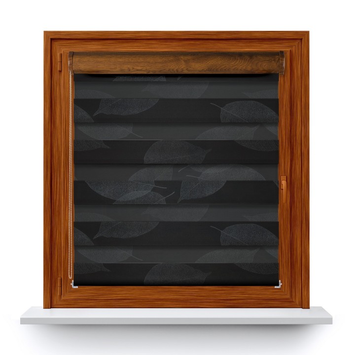 Roleta w kasecie PCV Dzień Noc Przyciemniająca Romance bez prowadnic Czarna 1097