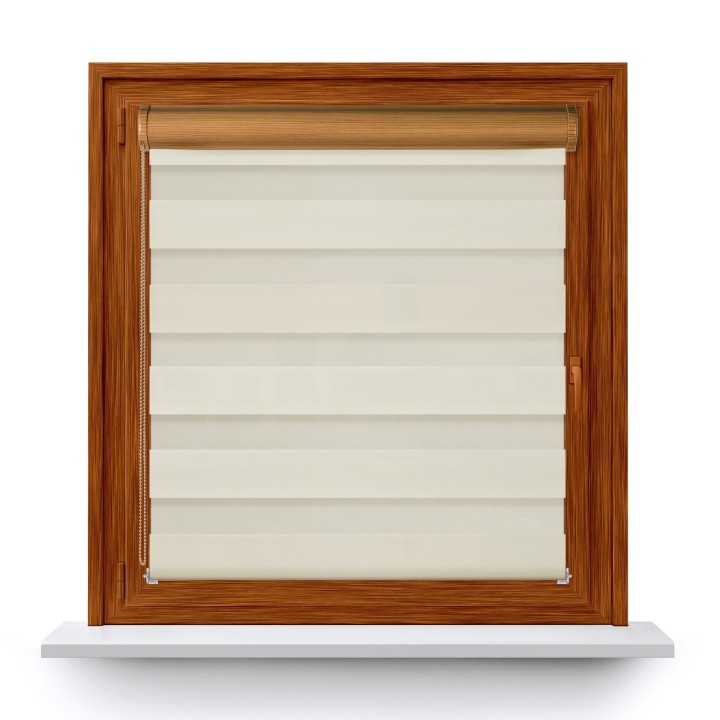 Roleta w kasecie PCV Dzień Noc Przyciemniająca Romance bez prowadnic Kremowa 1023