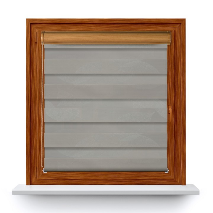 Roleta w kasecie PCV Dzień Noc Przyciemniająca Romance bez prowadnic Szara 1045