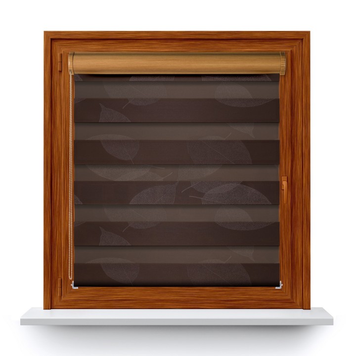 Roleta w kasecie PCV Dzień Noc Przyciemniająca Romance bez prowadnic Brązowa 1087