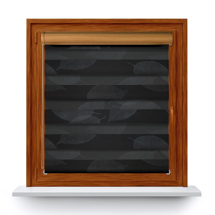 Roleta w kasecie PCV Dzień Noc Przyciemniająca Romance bez prowadnic Czarna 1097