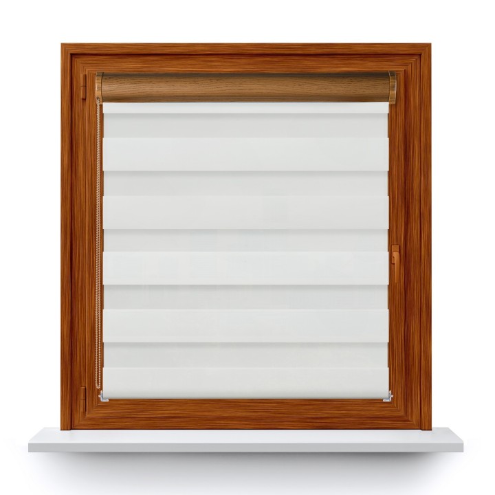 Roleta w kasecie PCV Dzień Noc Przyciemniająca Romance bez prowadnic Biała 1013