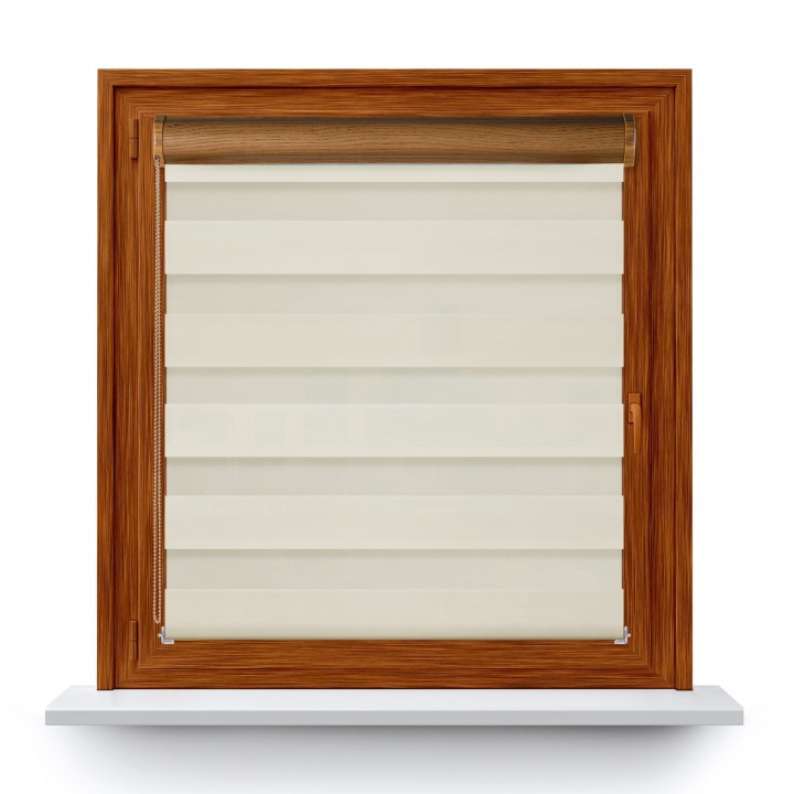 Roleta w kasecie PCV Dzień Noc Przyciemniająca Romance bez prowadnic Kremowa 1023