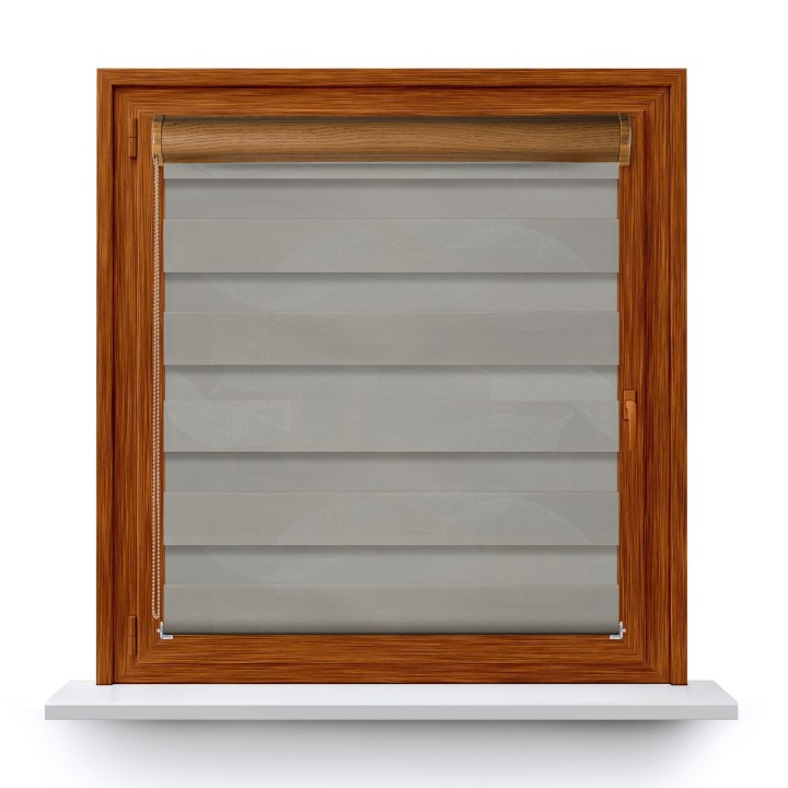 Roleta w kasecie PCV Dzień Noc Przyciemniająca Romance bez prowadnic Szara 1045