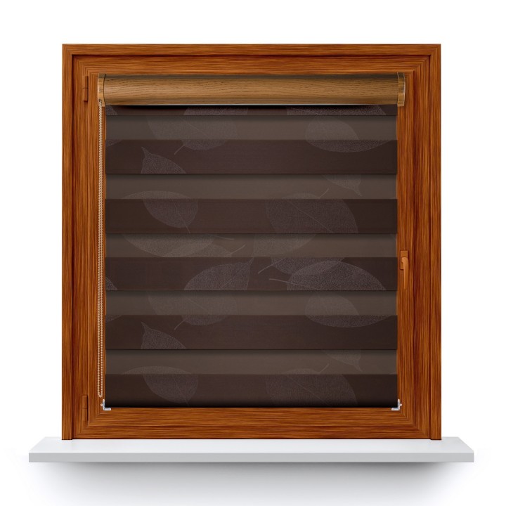 Roleta w kasecie PCV Dzień Noc Przyciemniająca Romance bez prowadnic Brązowa 1087