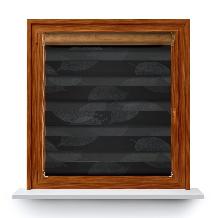 Roleta w kasecie PCV Dzień Noc Przyciemniająca Romance bez prowadnic Czarna 1097