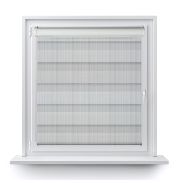 Roleta w kasecie PCV Dzień Noc Przyciemniająca Organza bez prowadnic Szara 1