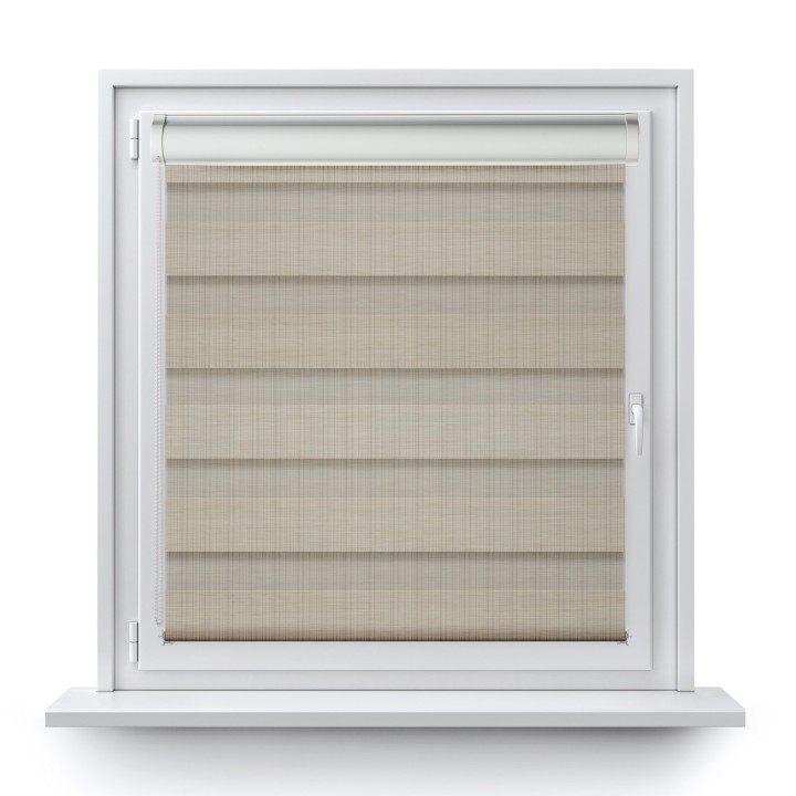 Roleta w kasecie PCV Dzień Noc Przyciemniająca Organza bez prowadnic Beżowa 2