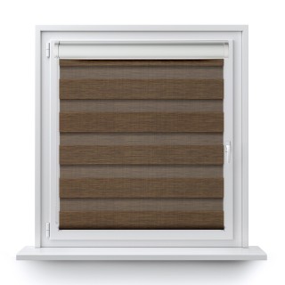 Roleta w kasecie PCV Dzień Noc Przyciemniająca Organza bez prowadnic Brązowa 4