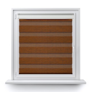 Roleta w kasecie PCV Dzień Noc Przyciemniająca Organza bez prowadnic Brązowa 6