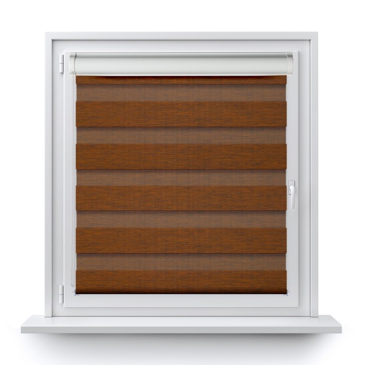 Roleta w kasecie PCV Dzień Noc Przyciemniająca Organza bez prowadnic Brązowa 6