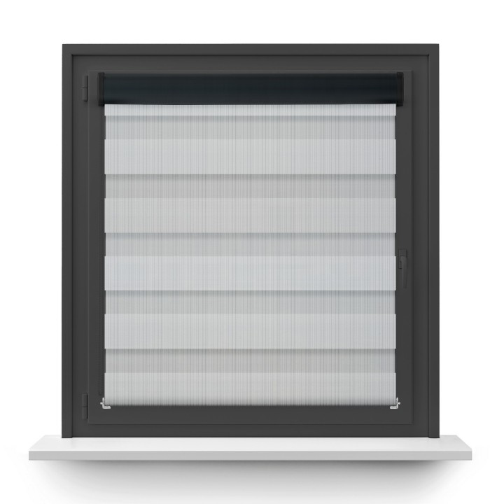 Roleta w kasecie PCV Dzień Noc Przyciemniająca Organza bez prowadnic Szara 1