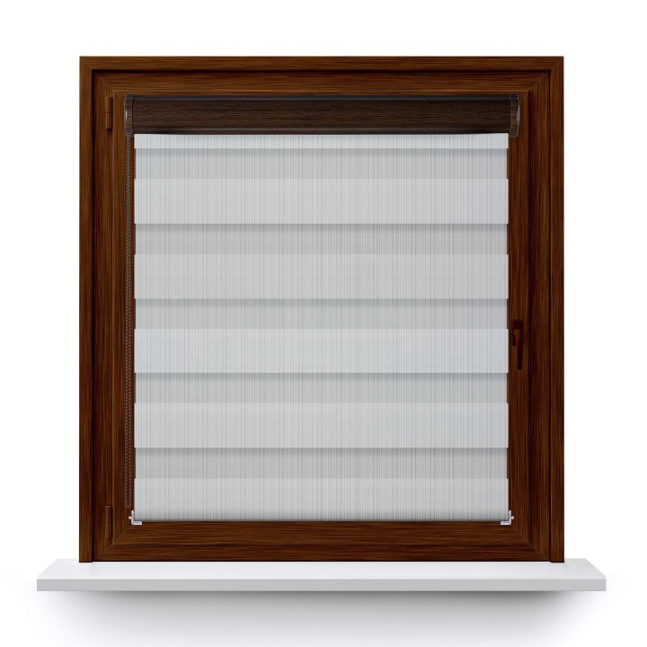 Roleta w kasecie PCV Dzień Noc Przyciemniająca Organza bez prowadnic Szara 1