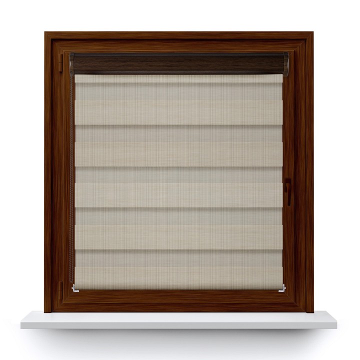 Roleta w kasecie PCV Dzień Noc Przyciemniająca Organza bez prowadnic Beżowa 2