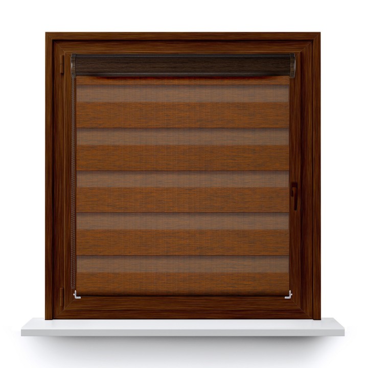 Roleta w kasecie PCV Dzień Noc Przyciemniająca Organza bez prowadnic Brązowa 6