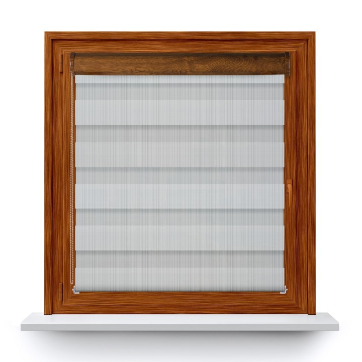 Roleta w kasecie PCV Dzień Noc Przyciemniająca Organza bez prowadnic Szara 1