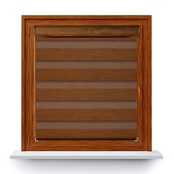 Roleta w kasecie PCV Dzień Noc Przyciemniająca Organza bez prowadnic Brązowa 6