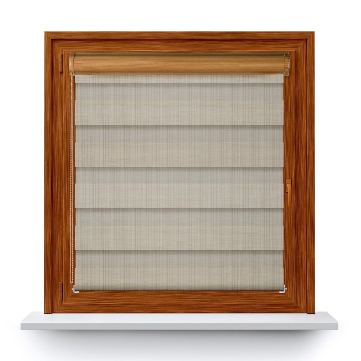 Roleta w kasecie PCV Dzień Noc Przyciemniająca Organza bez prowadnic Beżowa 2