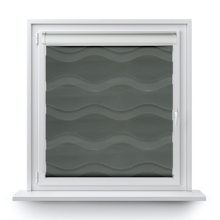 Roleta w kasecie PCV Dzień Noc Przyciemniająca Fala bez prowadnic Szara 03