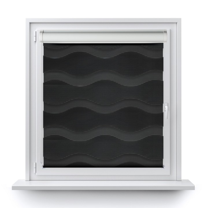 Roleta w kasecie PCV Dzień Noc Przyciemniająca Fala bez prowadnic Grafit 04