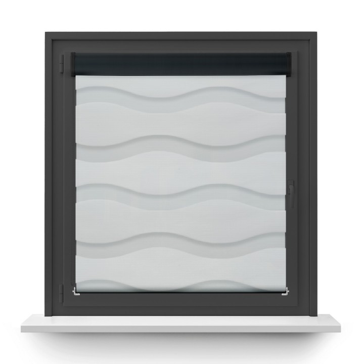 Roleta w kasecie PCV Dzień Noc Przyciemniająca Fala bez prowadnic Biała 1