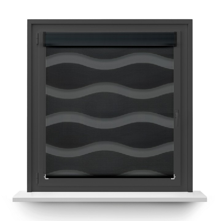 Roleta w kasecie PCV Dzień Noc Przyciemniająca Fala bez prowadnic Grafit 04