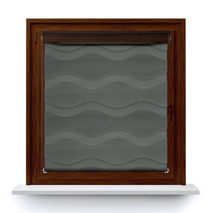 Roleta w kasecie PCV Dzień Noc Przyciemniająca Fala bez prowadnic Szara 03