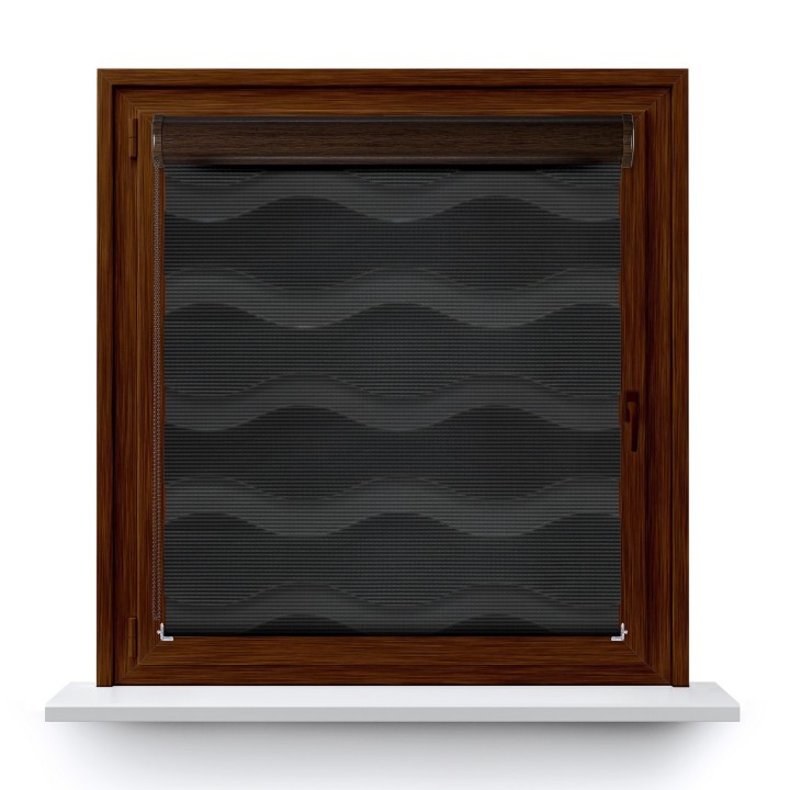 Roleta w kasecie PCV Dzień Noc Przyciemniająca Fala bez prowadnic Grafit 04