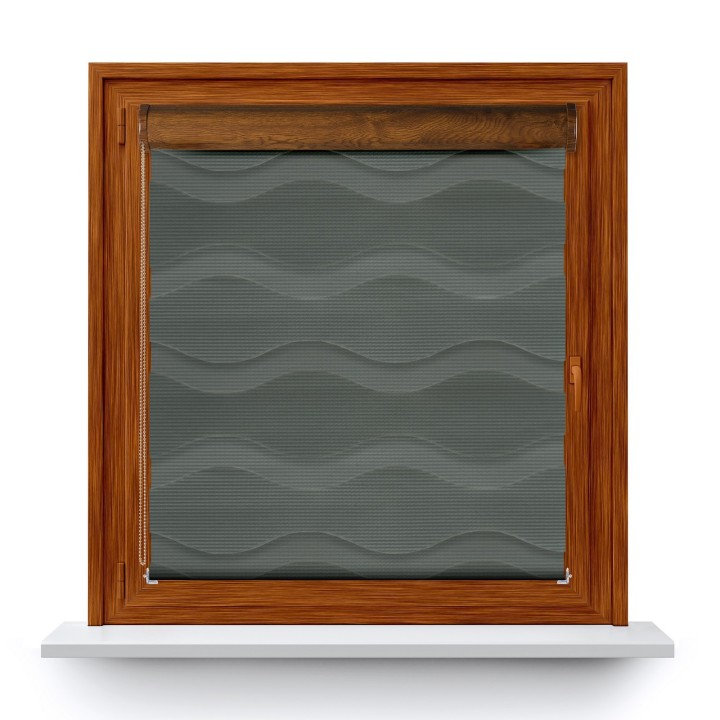 Roleta w kasecie PCV Dzień Noc Przyciemniająca Fala bez prowadnic Szara 03