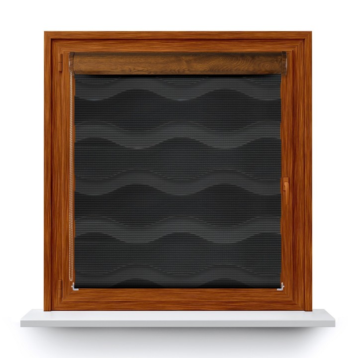 Roleta w kasecie PCV Dzień Noc Przyciemniająca Fala bez prowadnic Grafit 04